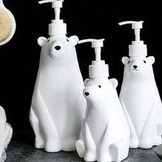 욕실 용품 세면대 펌프 용기 리필 샴푸 디스펜서 곰 캐릭터 핸드워시, 1개, 소