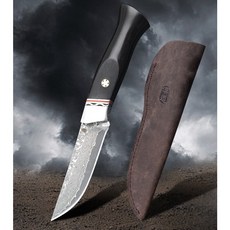 山道具屋 漢道 HX OUTDOORS 風雲直刀 大馬士革手工黑檀木一體直刀 實木柄刀, 1個