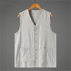 얇은 양상복 생활한복 넉넉 빅사이즈 린넨 재질 남성 조끼 린넨 재질 스타일 남성 조끼 여름 시원 민소매 조끼 바람막이 아우터