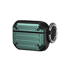 山水之寶 金屬彈性雙料保護殼 支援Airpods pro 1/2代充電, 青色, 1個, Airpods 3