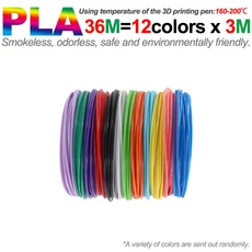 3D 펜용 PLA 필라멘트 컬러 프린팅 재료 직경 1.75mm 10/20/30 색상 무취 및 안전, 06 36M 12Colors PLA