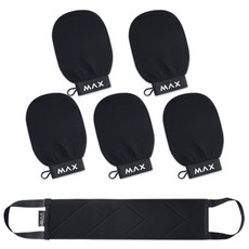 맥스 때미리 때밀이장갑 때타올 수건 6종, 블랙, 1세트, 6개입