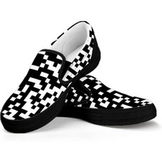 남녀공용 흑백 별 무늬 프린트 슬립온 스니커즈