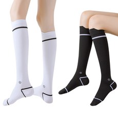 1+1 엑스퍼트 스포츠 니삭스 여성 골프양말 헬스 등산 라이딩 니삭스, 블랙+화이트, 2개