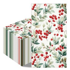 Hokinaa Friendsmas 크리스마스 파티 장식 - 100피스 There Some Ho Ho Hos In This House 재미있는 칵테일 냅킨 19.9 x 10.4c, 홀리 베리