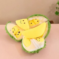 跨境創意解壓榴蓮玩偶可拆卸真可撕拉水果肉毛絨玩具立體抱枕批發, 1個, 綠色:25cm