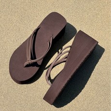 모노소울 각선미 두줄쪼리 7CM 키높이 통굽 플랫폼 슬리퍼