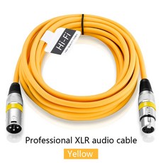 XLR 남성-여성 케이블 믹서 용 마이크 연장 밸런스드 스피커 3Pin 오디오 라인, Yellow, 1.m