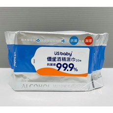 US baby 優生酒精濕巾 加厚款 20抽, 1個