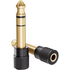 VCELINK 6.35mm 14 남성용에서 3.5mm 18 여성용 오디오 어댑터 금도금 TRS 스테레오 잭 견고한 황동 하우징 헤드폰 기타 믹서 앰프 키보드용 2개 묶음