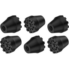 슈퍼기어 트레킹 폴 팁 교체용 고무 워킹 스틱 미끄럼 방지 충격 흡수 블랙 피트 캡 안정성을 위한 금속 인서트가 있는 11mm 표준 하이킹 프로텍터에 범용 장착, 6