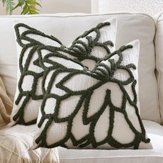 스타일 자수 쿠션 소파 침대 옆 요추 플로킹 태슬 창문 좌석 다다미, 6. 딥 그린