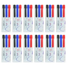 모리스 저스트클릭 노크식 화이트 보드마카 M, 3색 세트, 12개