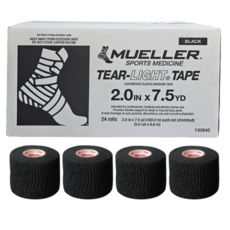 Mueller 뮬러 티어라이트 블랙 스포츠 테이프 테이핑 압박 고정 붕대 중약지 훅그립 리프팅, 4개 4개