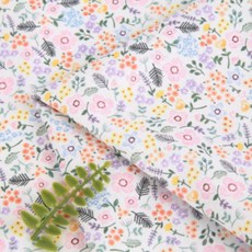 布喜翻CottonLove 韓國棉布印花布料，粉紫小碎花綠葉花草圖案，拼布手作DIY布料, 1個