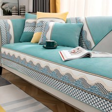 나블리박스 촉감좋은 소파패드 웨이브 쇼파커버 논슬립 토퍼 인테리어 미끄럼방지, 그린, 1개