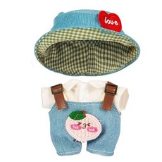 BAIKEA 인형용 옷 시크 의상 세트 17cm 인형 의류 액세서리 포함 블루 롬퍼 + 상의 + 블루 모자 (인형 없음), 블루 롬퍼 + 탑 + 블루 햇, 1개