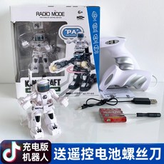 권투 휴머노이드 전투 로봇 RC배틀 AI 행동복사 RC 변신로봇 원격제어, 흰색, 1개