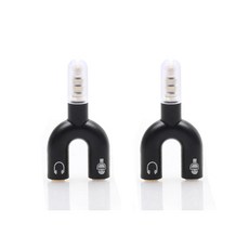 모니터연결선 케이블 35mm 헤드폰 분배기 마이크 어댑터 U 자형 스테레오 35mm1-2 오디오 PS4 PC 노트북 이어 헤드셋, [02] 2 PCS  splitter