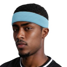 COUVER 매우 두꺼운 긴 면 스웨트밴드 - 확장 사이즈 튼튼한 운동용 테리 천 머리띠 1개 레드/블루/레드, 라이트 스카이 블루