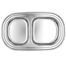 [해피키즈빌] 국산 2구 간식 접시 아기 유아 어린이집 스텐 식판, 2구간식접시, 1개, 단색, 단품