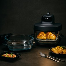 [독일브랜드] 에어프라이어 2.5L 4.5L 세트 올인원 내열유리 조리 보관 한번에 가능 저소음 LED 터치 자취생 신혼 집들이 선물 필수 가전 가정용 자취용 선물용