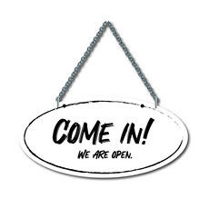 그루브멘션 아크릴 오픈클로즈 영업중 팻말, 코튼 화이트