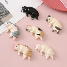 6pcs Kawaii 수지 미니 잠자는 고양이 미니 피규어 소형 것들 동상 인형 집 방 홈 장식 항목 책상 액세서리, 01 Set