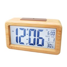 쏘이온 LCD 우드 디지털 전자 탁상시계 무소음 온도가능, 우드탁상시계1p