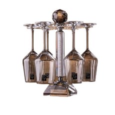 디스플레이 거치대 와인잔 레스토랑 장식 보관 와인렉 진열대 홀더, 1. 크리스털 실버 큐빅+럭셔리 6개