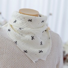 이중 더블 요루 거즈 가제 순면 손수건 스카프빕 초대형 빅사이즈 62x62cm, 1개, 1개입, [요루] 미니 블랙 리본