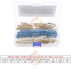 미니 전자제품 키트 1 금속 필름 저항 모음 박스 포함 1/8W 1/4W 1/2W 1W 2W 3W 0Ω ~ 10MΩ, 13 1W x 200pcs, 1W x 200pcs