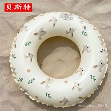 兒童成人遊泳圈複古ins風防側翻男女童初學者大人充氣腋下圈 XIMQ, 1個, 復古小兔加厚款,60型號【建議20斤-40斤使用】