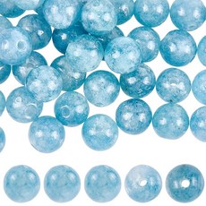 ECLATIS SOF 오브PLATE 1박스 80피스 라이트 블루 원석 비즈 6mm 천연 마노 벌크 루즈 라운드 매끄럽고 광택 반짝이는 불투명 스페이서 하이퀄리티 주얼리 제작 재, Blue