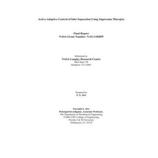 Active-Adaptive Control of Inlet Separation Using Supersonic Microjets Paperback, Independently Published, English, 9781794083974