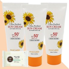 파스쿠치 울트라 퍼펙트 썬 크림 100ml 3개(+휴대용 물티슈 1개), 3개