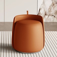 디자인 체어 파우더룸 깔끔 화장대 침실 메이크업 단정 스툴 인테리어 등받이 의자 작은 안방, J. 애쉬 오렌지 전체 천연 가죽+강철 프레임 받침대