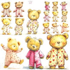 파자마 푸 냅킨, 1세트, 20개입, 믹스