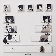 12개입 Reze 키캡 체리 프로파일 체인소 맨 테마 애니메이션 캐릭터 키캡 PBT 승화 개인 맞춤 보충 키 DIY 기계식 키보드