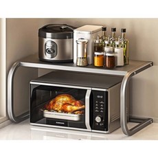 주방 상판을 넓혀주는 오븐 수납 정리 선반, 1단, 업그레이드  확장형 블랙