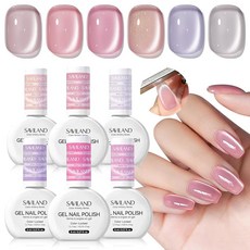 새빌랜드 고양이 눈 마그네틱 네일: 9PCS 젤 네일 폴리쉬 자석 도구 세트 강력 흡입 네모난 둥근 스틱 다양한 효과 더블 엔드 살롱 아트, 11 Gel Polish Cat Eye 6 Color