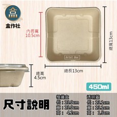 【盒作社】植物纖維小方盒【箱購優惠】外送餐盒/外帶餐盒/一次性餐盒/環保餐盒/輕食盒/點心盒/小菜盒, 1個, 植物纖維小方盒(500組)底+蓋