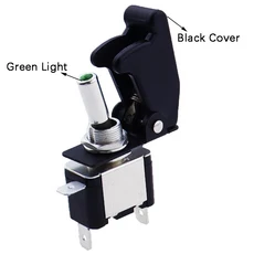 자동 보트 조명 Led 토글 스위치 안전 항공기 플립 업 커버 가드 빨간색 파란색 녹색 12V20A, 15 black cover green