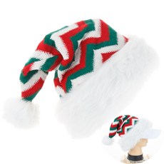 크리스마스 니트 울 믹싱 플러시 산타모자, 1개, 칼라믹스 물결