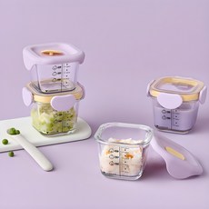 LocknLock 樂扣樂扣 Little Luv幼兒扣蓋保鮮罐, 4個, 薰衣紫, 260ml