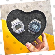 디지털 디스플레이 스퀘어 페이스 커플 손목시계 세트 매칭 시계