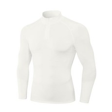 SPVISE 남성용 보온 압박 셔츠 긴소매 플리스 안감 속옷 상의 추운 날씨용 러닝 기어 베이스 레이어 겨울 1/4 지퍼 - 다크 그린 XL_145110, M, 1/4 지퍼 - 화이트_145110