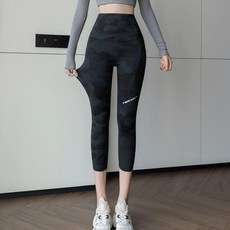 여성용 얇은 하이웨스트 양쪽 포켓 요가 운동용 반바지, 블랙 7/8, 4XL 85-100kg