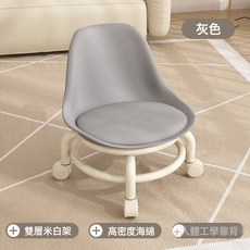DIU 帶輪子小凳子美縫輪滑矮凳帶娃學步旋轉椅子移動小凳子萬向輪凳子, 升級款-靠背護腰-灰色✦⚑:如圖