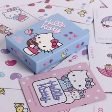 헬로키티 PVC 방수 카드 고급 디자인 KT 고양이 포커 카드 보드게임, [종이 표준판] 파란색 상자 8.9*5.9*1.8CM
